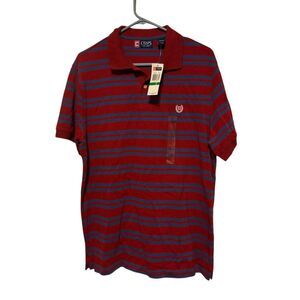 Chaps Size Large Red & Blue Striped Polo Shirts *New*